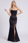 Black Strapless Mermaid Dress with Slit