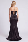 Black Strapless Mermaid Dress with Slit