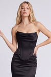 Black Strapless Mermaid Dress with Slit
